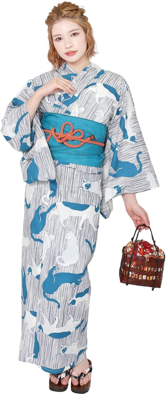 Fuuka Women's Yukata Cotton Yukata, Small, One Size Fits Most