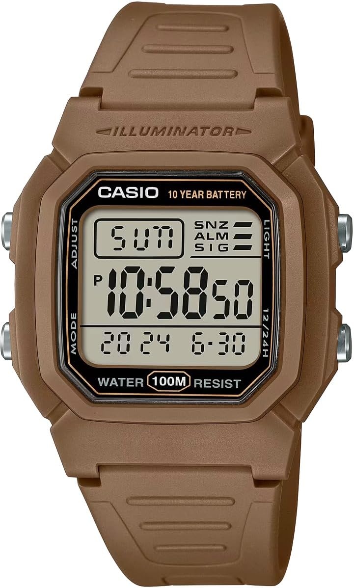 Casio W-800 Series Standard Digital Men's Watch, Brown W-800H-5AV