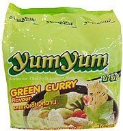 Tom Yum Instant Ramen, Green Curry Flavor, Yumyum Green Curry, Pack of 5