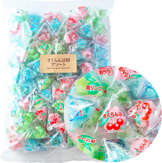 Mai Gum Kobo Sakuranbo Mochi (3 Assorted Types / 1kg / Approximately 132 Pieces) Snacks Gummies Commercial Use Individually Wrapped Sakuranbo Mochi Yoshimatsu