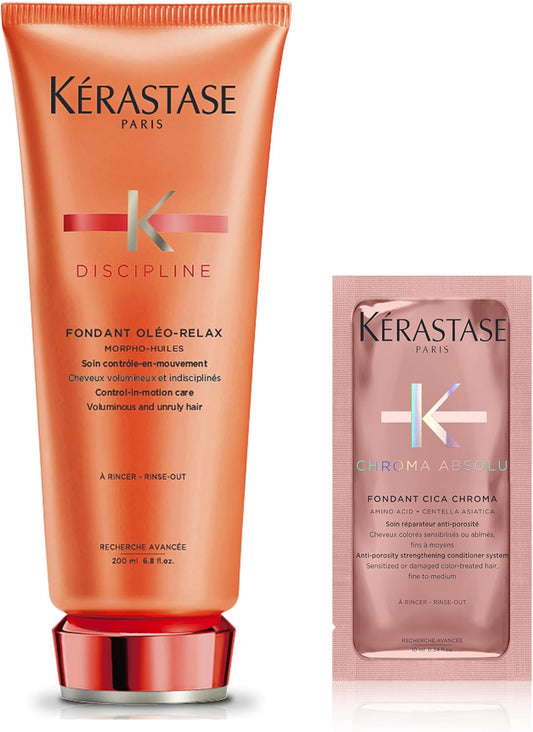 Kerastase Treatment Fondant Oleo Relax 6.8 fl oz (200 ml) with Sampler (Chroma Absolute Fondant 0.3 fl oz (10 ml)
