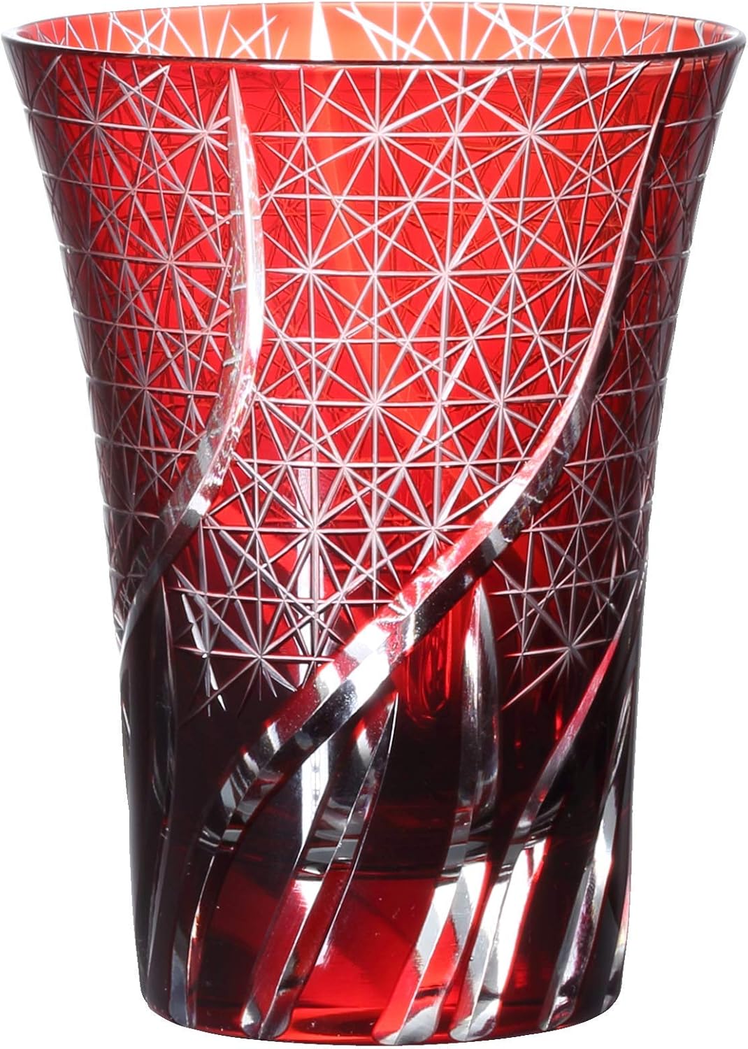 [QD-K2] Cutting Glass, Old Glass, Cup, Traditional Crafts, Dishwasher Safe (Red)