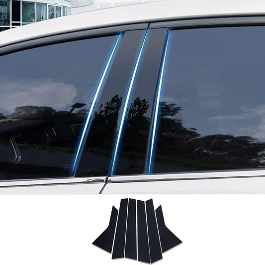 Compatible Toyota Camry 10th Generation 70 Series (Current July 2017) Pillar Garnish B Pillar Genuine Side Visor Protective Cover Set of 6 (Piano Black)