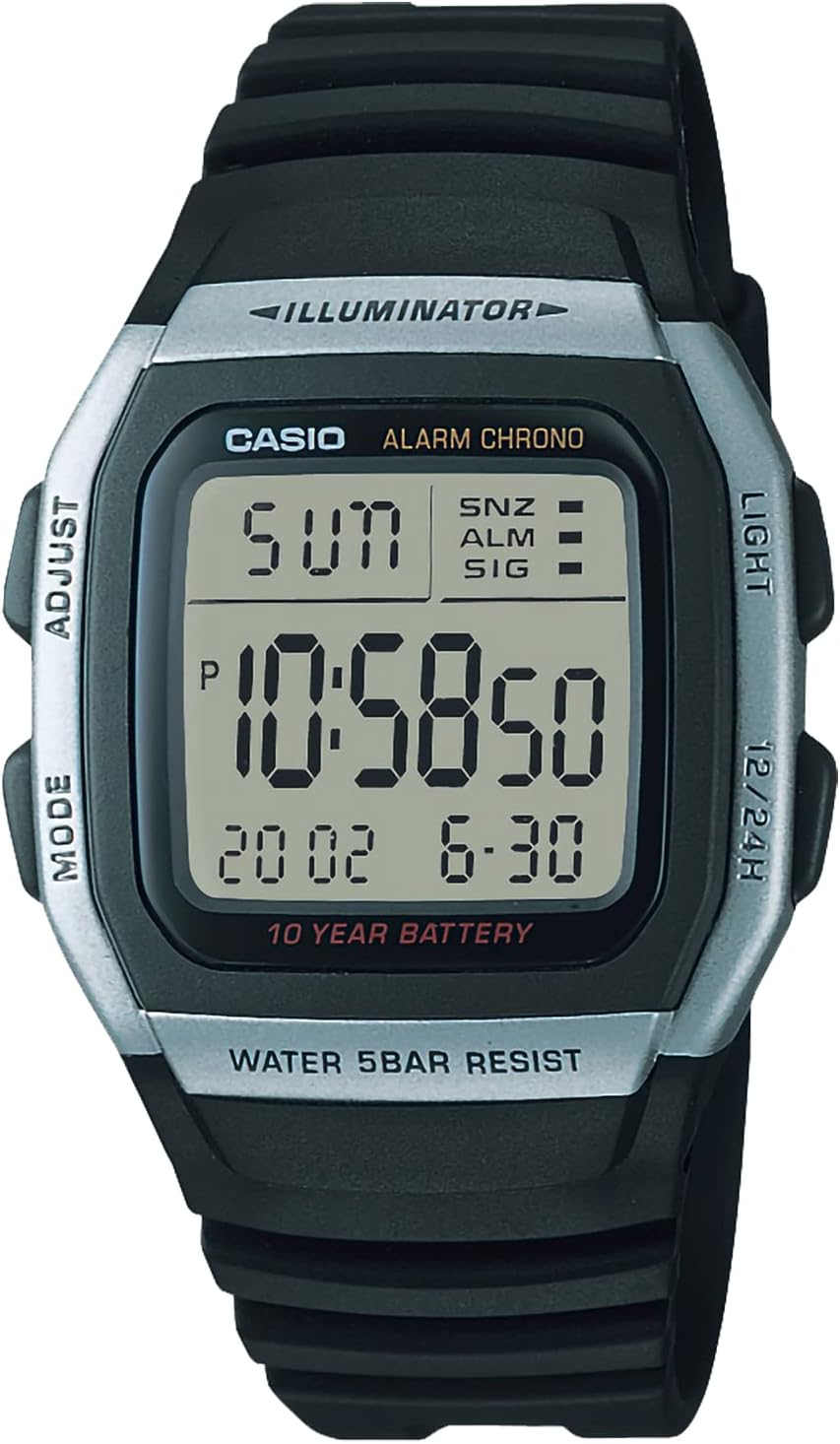 Casio W-96H-1AJH Men's Watch, Black, Black/Silver (5 ATM water resistant), Newest model