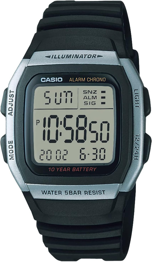 Casio W-96H-1AJH Men's Watch, Black, Black/Silver (5 ATM water resistant), Newest model