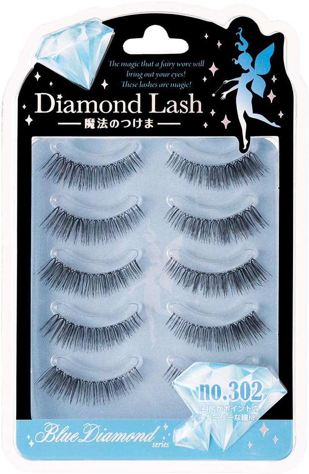 Diamond Lash [no.302] 5 pairs (for upper eyelashes) for girly eyes with a point at the bottom of the eye