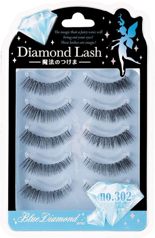 Diamond Lash [no.302] 5 pairs (for upper eyelashes) for girly eyes with a point at the bottom of the eye