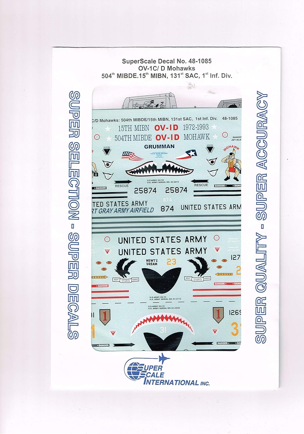 Super Scale 1/48 OV-1C/D Mohawk 504th MIBDE Plastic Model Decal [48-1085]