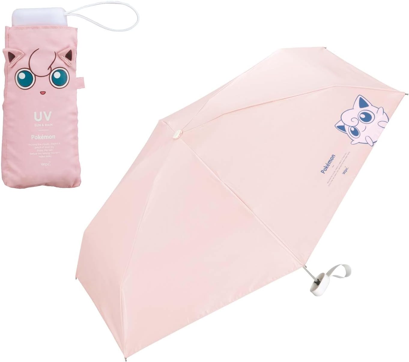 2025 Wpc. 801-PM001-102 Men's and Women's Folding Parasol, Pokemon Adventure Partner, Mini, Pink (Prin), ≪100% Light Blocking/100% UV Cut/UPF50+/Heat Shield/For Both Sunny and Rainy Weather≫
