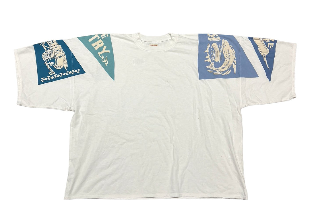 KAPITAL 'KOCHI & ZEPHYROS' BLUE FLAGS OVERSIZED JERSEY TEE