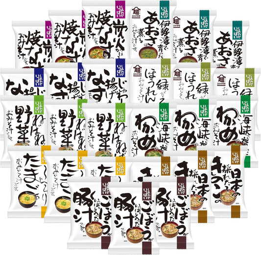 Cosmos Foods Freeze Dried Miso Soup, Shiawase Miso Soup Set, 9 Types, 27 Servings, Assorted, Room Temperature, Reserved, Instant
