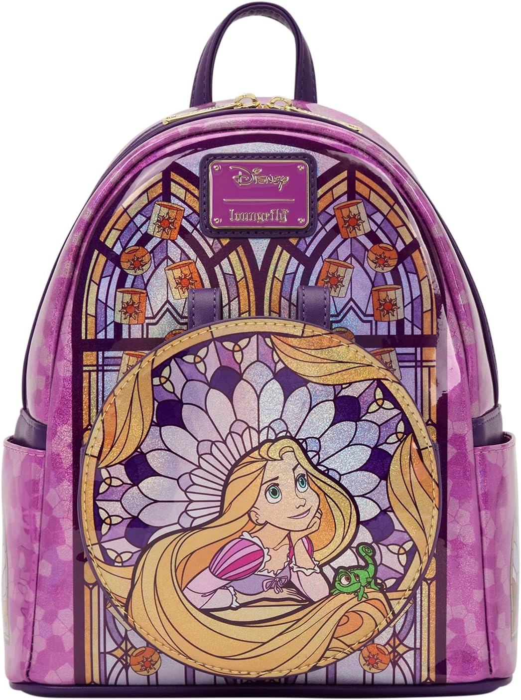 Loungefly Disney Stained Glass: Rapunzel Mini-mochila, exclusiva de Amazon