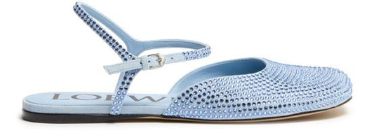 LOEWE Toy ankle strap ballerinas in suede and strass - Image 1