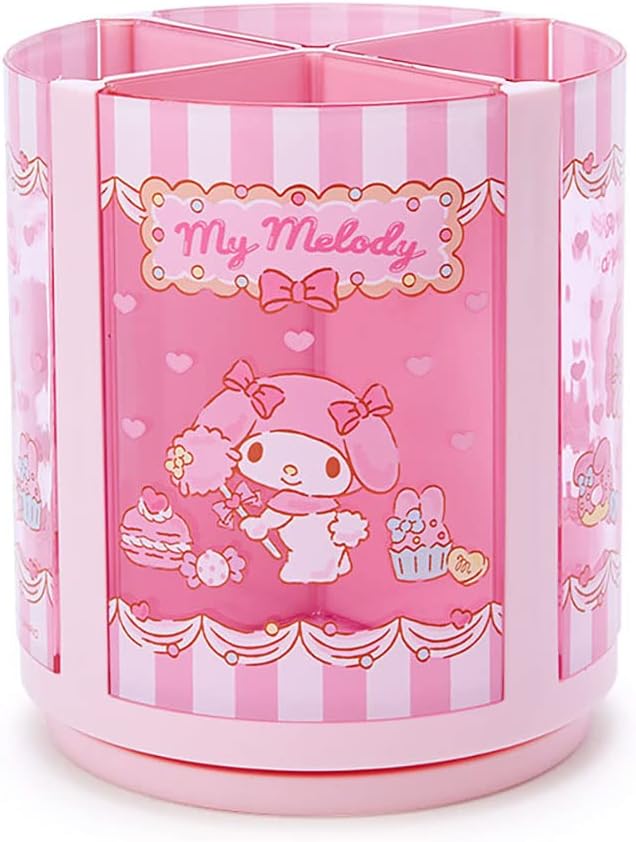 Sanrio 213136 My Melody Pen Stand, Pink, Plastic, 360 Degree Rotation, Rotating Pen Stand, Pen Holder, Cosmetics, Makeup Brush, Tulle, Pet Character