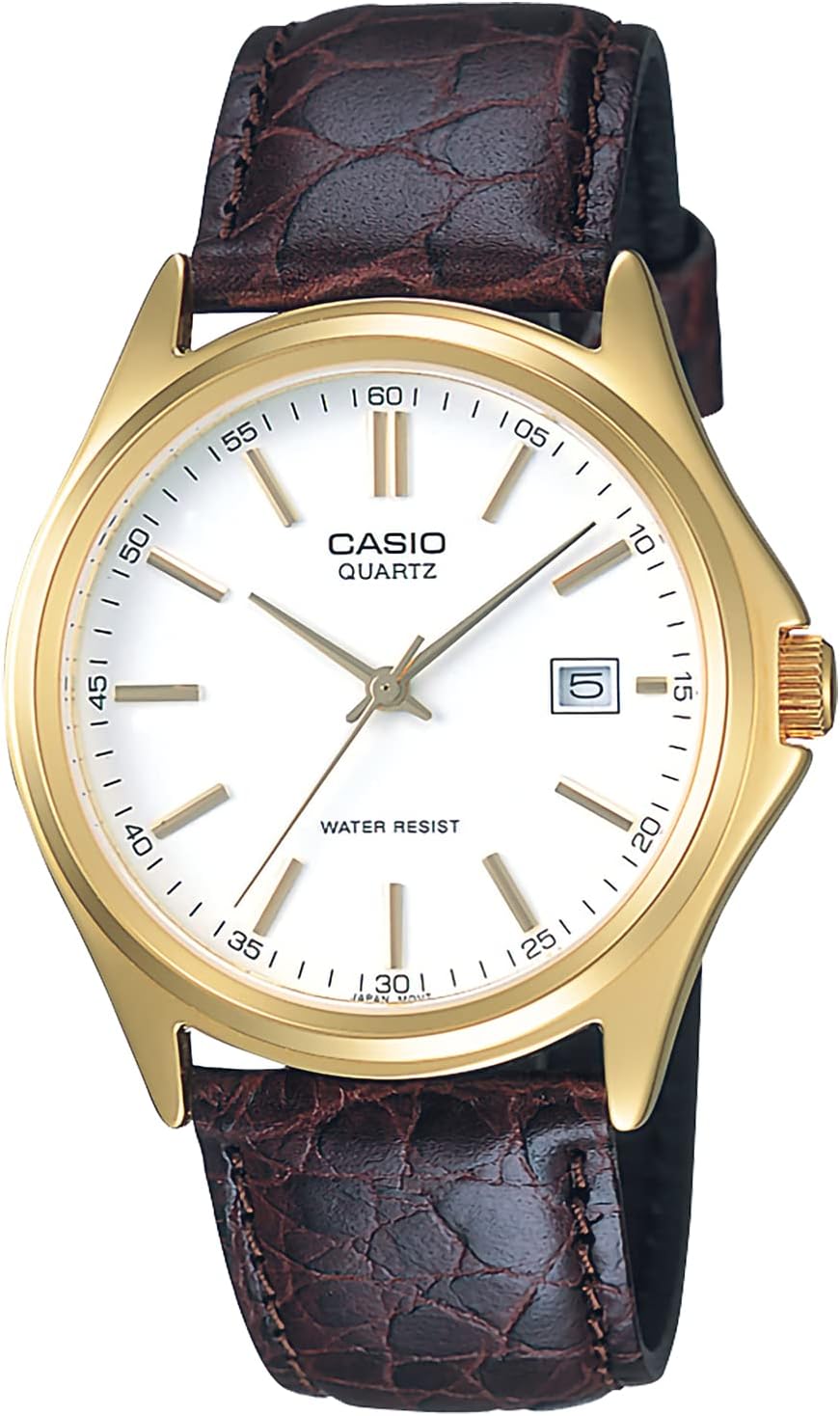 Casio Watch, Collection, Genuine Leather, Analog, Genuine Leather, dark brown, Newest model