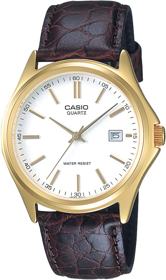 Casio Watch, Collection, Genuine Leather, Analog, Genuine Leather, dark brown, Newest model