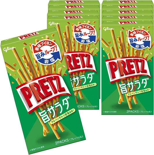 Pretz, Delicious Salad, 2.2 oz (64 g) x 10 Pieces, Snack Sweets, Pretzel, Scented Bouillon, Rock Salt, Ezaki Glico Pretz