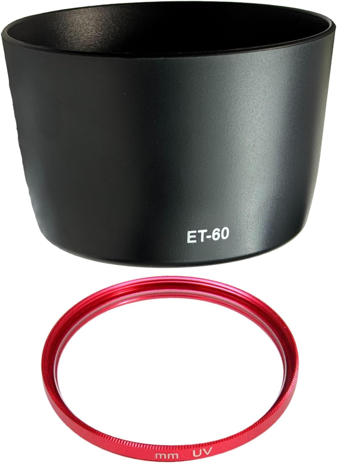 F-Foto ET-60 Lens Hood and 58mm Red Frame Lens Filter Set (Compatible Lens: Canon RF 75-300mm F4-5.6 Lens, Compatible, Japanese Company) ET60-58RF-SET