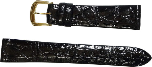 Seiko DA30 Watch Band, 0.7 inch (18 mm), Alligator Sides, Black, Men's Genuine Product, Alligator Leather