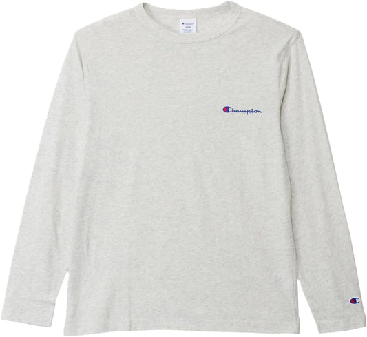[Champion] ロングTシャツ 長袖 丸首 綿100% 刺繍 スクリプトロゴ ロングスリーブTシャツ ベーシック C8-W420Z メンズ