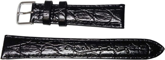 Seiko DX42A Watch Band, 0.7 inches (17 mm), Italian Cowhide Leather, Crocodile Embossed Black, Men's, Classic