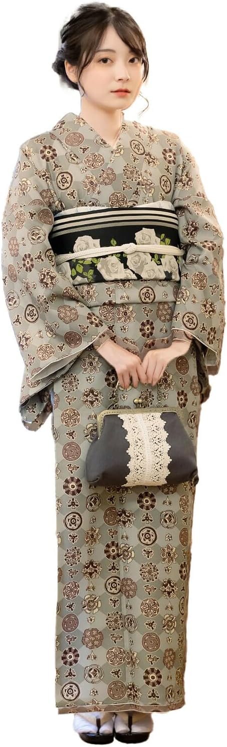 KIMONOMACHI Original 2024-25 Washable Kimono, Single Item, S/M/L/LL Sizes, Women's, Kimono, Small Pattern, Polyester