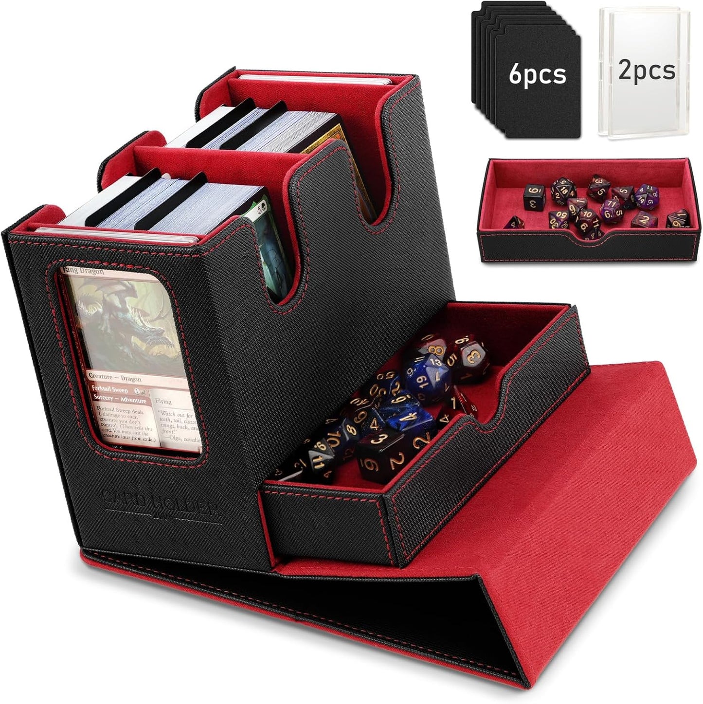 MoKo Deck Case, Commander Deck Case, Trading Card Case, Card Storage Box, Magnet, EDH Deck Storage Box, Card Case, Trading Card Storage, Dividers, Holds 400+ Cards, PU Shell, Sleeve Included,
