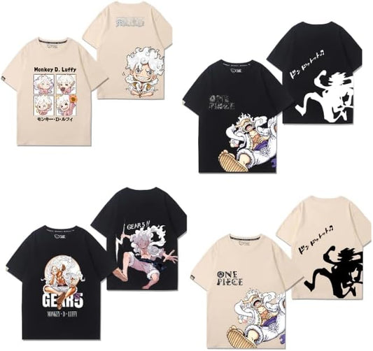 One Piece Luffy T-shirt, Nika Shape, Goods, Round Neck, Short Sleeve, Cotton Top, Anime Design, Work or School, School Festival, Cultural Festival, Present, Gift