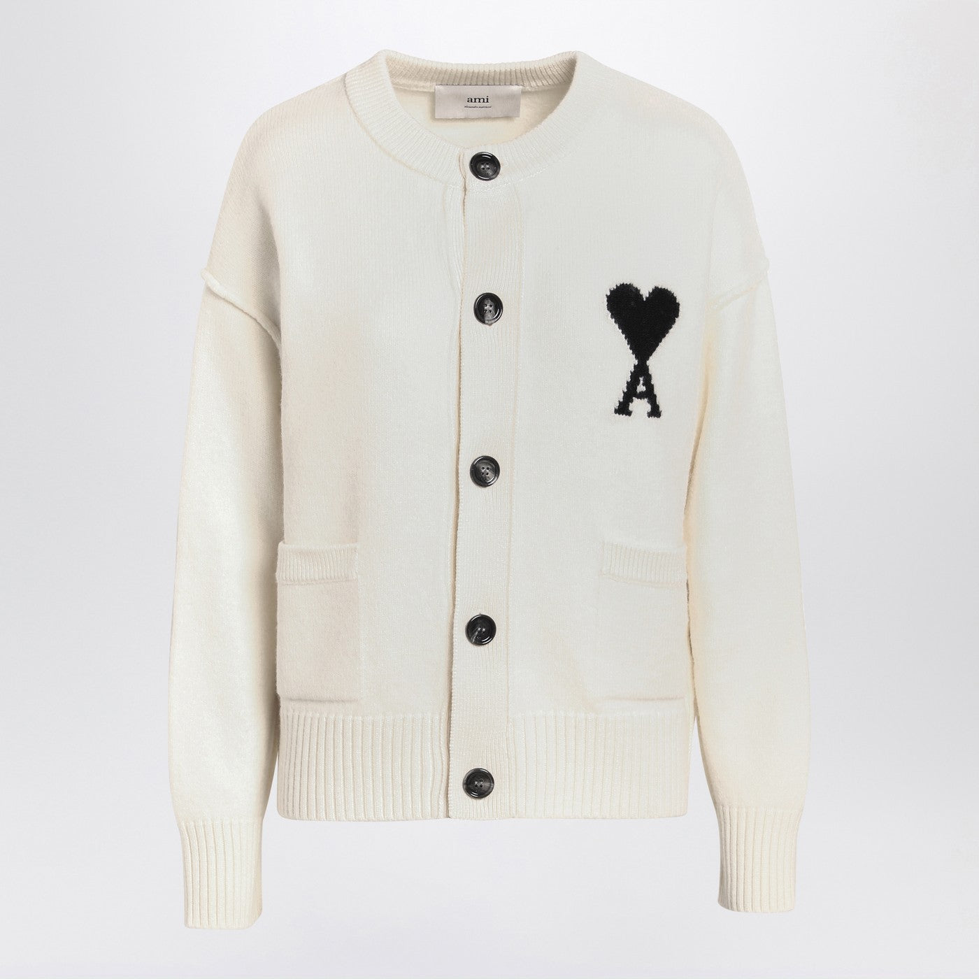 Ami Paris White Wool Cardigan Ami De Coeur - Image 1
