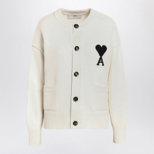 Ami Paris White Wool Cardigan Ami De Coeur - Image 1