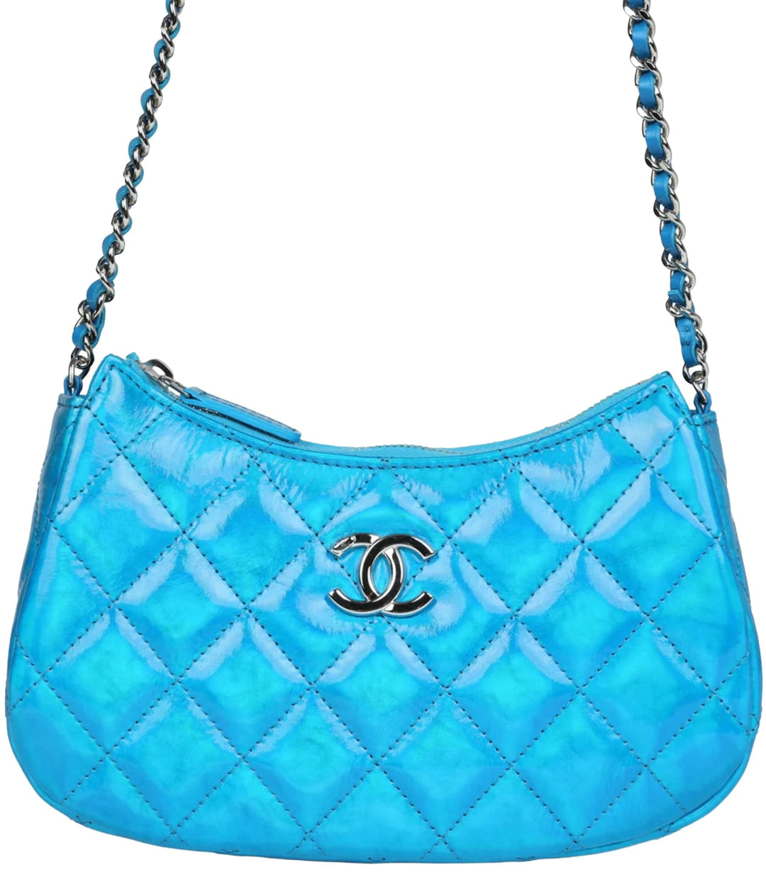 CHANEL 'BLUE' 24C METALLIC MINI HOBO BAG