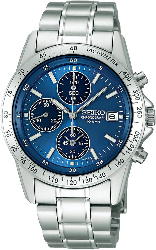 Seiko Selection Men's Quartz Chronograph Watch, silver/blue