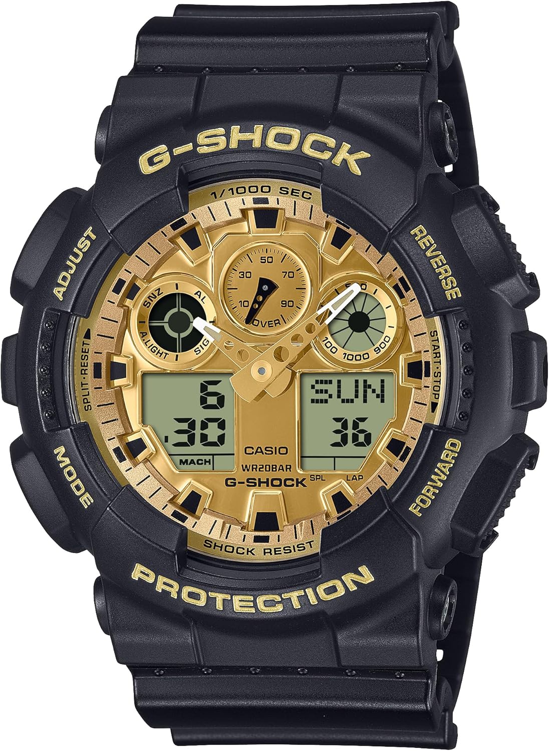 Casio GA-100 Wristwatch, Classic Color, Limited Color: Black/Gold