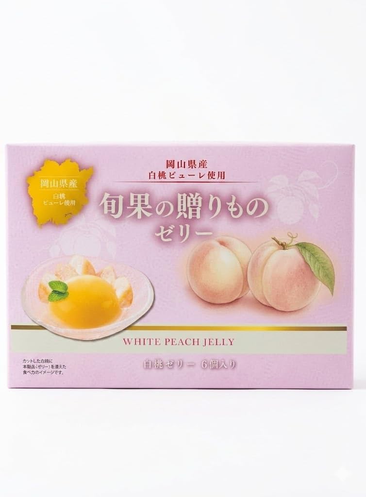 Fruit Gift White Peach Jelly, 2.5 oz (70 g) x 6, Made in Okayama Prefecture, Uses White Peach Puree, Souvenir, Minakaman