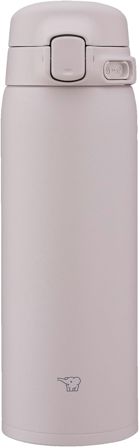 Zojirushi Thermos, 480ml 【Easier to Wash】 Dishwasher Safe, Seamless Spout, Only 2 Items to Clean, Lightweight & Compact, Keeps Cold & Hot, One-Touch Mug, Soft Grayish Beige SU-BA48-HM