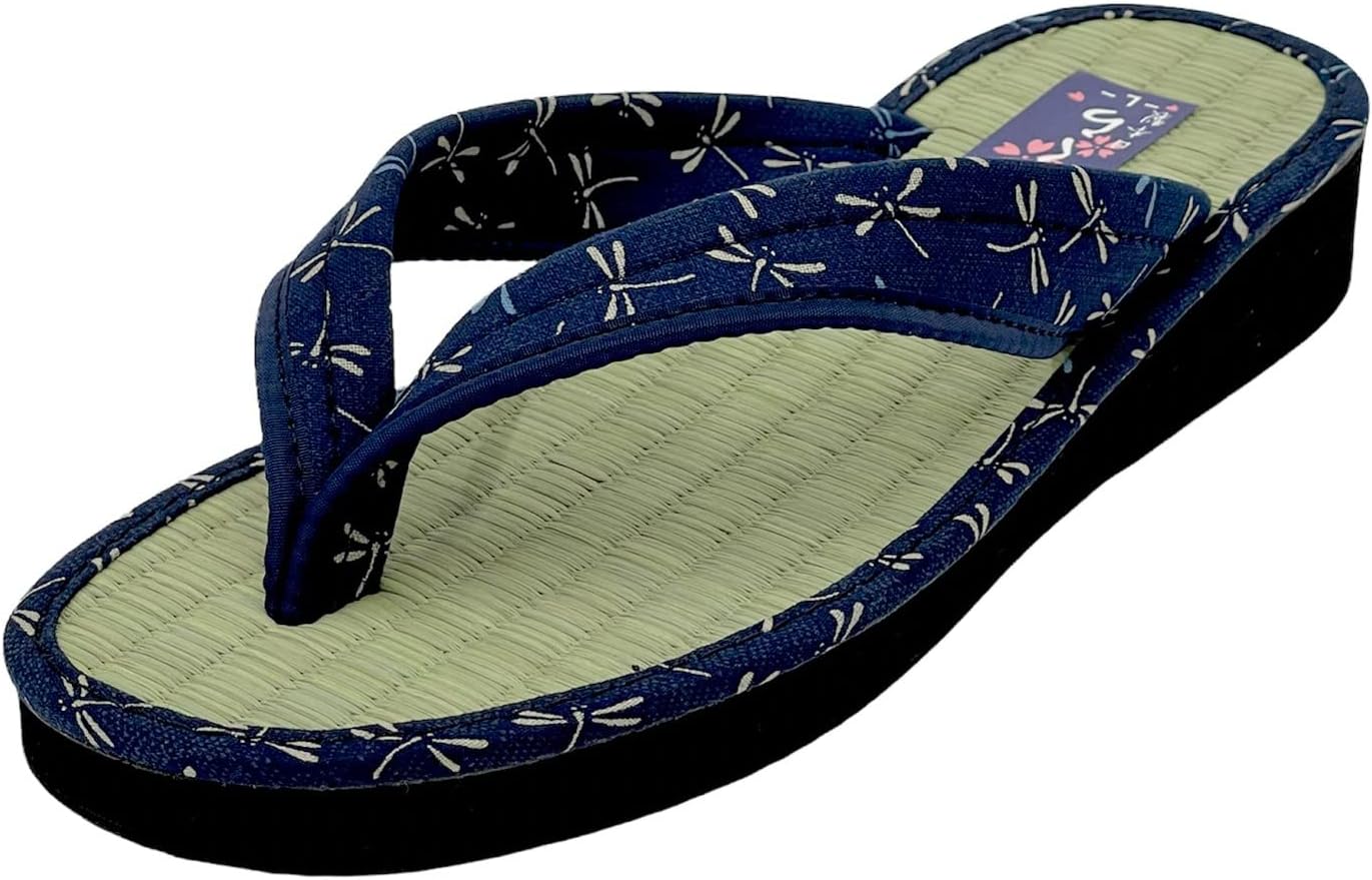 Daimyo Shokai Women's Thong Tatami Folding Sandals Japanese Pattern, Made in Japan