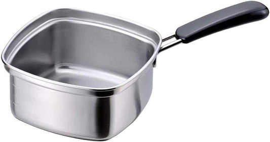 Shimomura Enterprises 33107 Tsubamesanjo Stainless Steel Square Boiler Pot, Single Handle, Induction Stove Compatible, Ramen, Diameter: 5.9 inches (15 cm), Capacity: 0.5 gal (1.8 L), Made in Japan