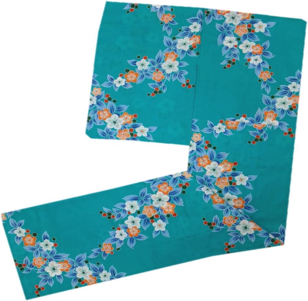 Yukata, Fukuka, 0.6 - 0.8 gal (2 - 3 L), Emerald Green Dandling Cherry Blossoms, Women's, Single Item, Women's, Large Size, Cotton, Yukata, Chubby Size, LL, Tall Height, Wide, Cherry Blossom Pattern