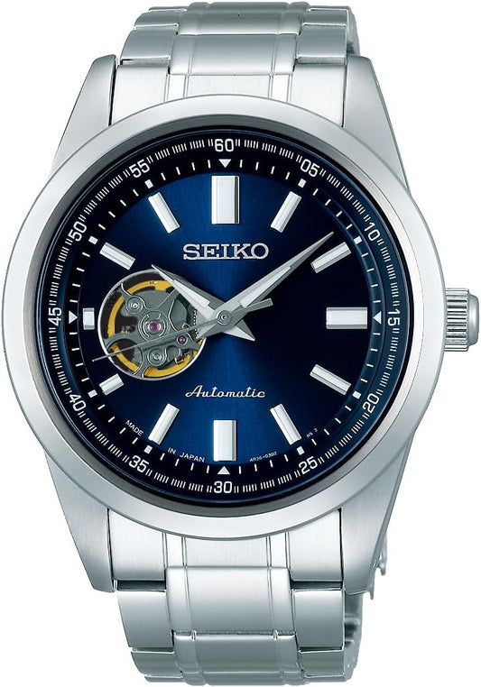 Seiko Selection Men's Mechanical Open Heart Model, Dial: Blue/Case: Silver, Open Heart Model