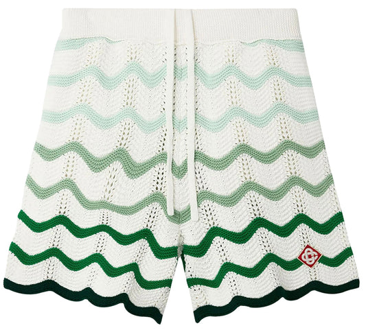 CASABLANCA 'GREEN GRADIENT' WAVE KNIT SHORTS
