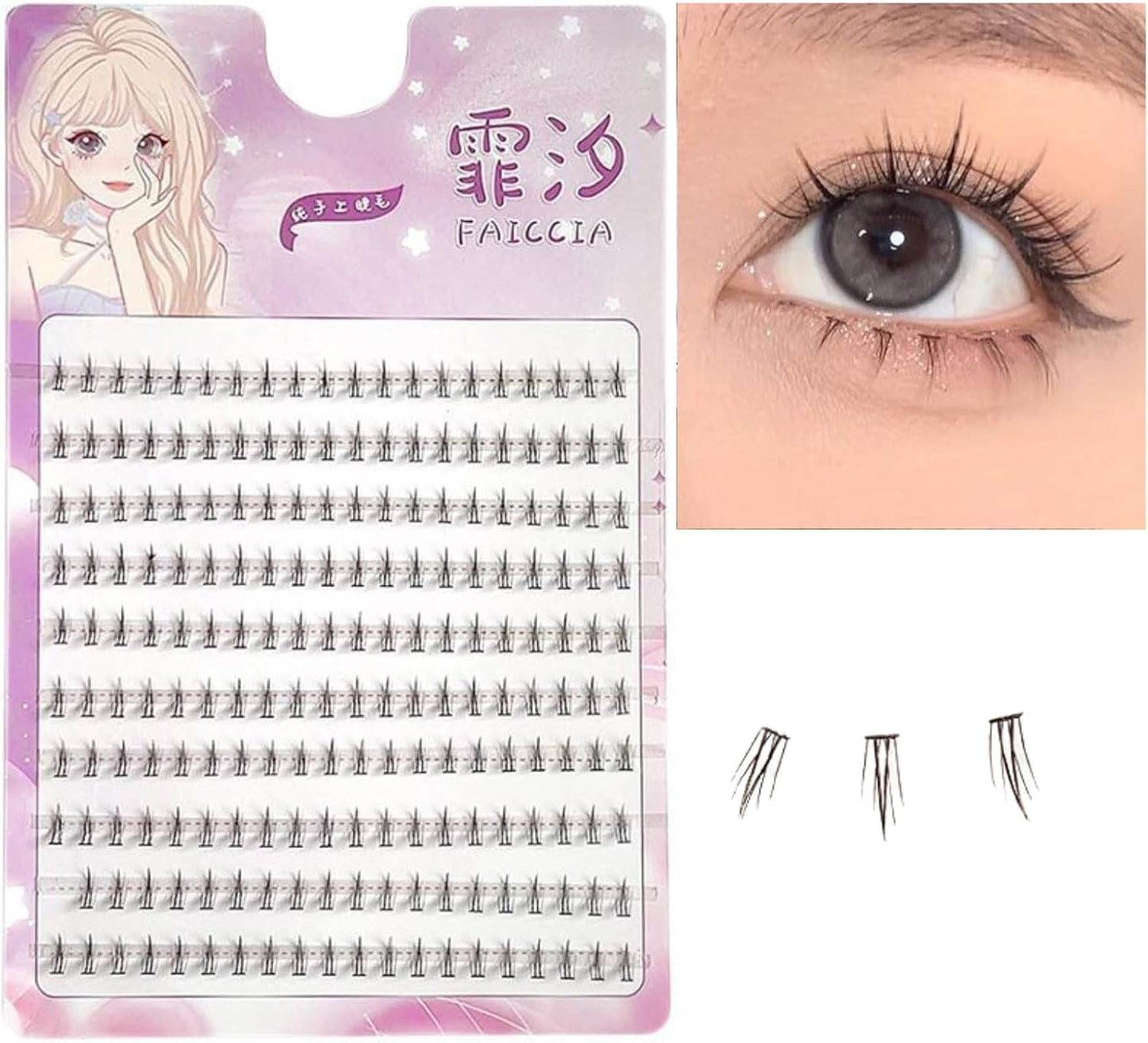 Lower Eyelashes, Partial, Feel, Natural, 200 Pieces, Popular, Transparent Axis, Actress Eyelashes, Cartoon Style, Makeup, Large Eyes, Cosplay Events, Lightweight, Soft, False Eyelashes