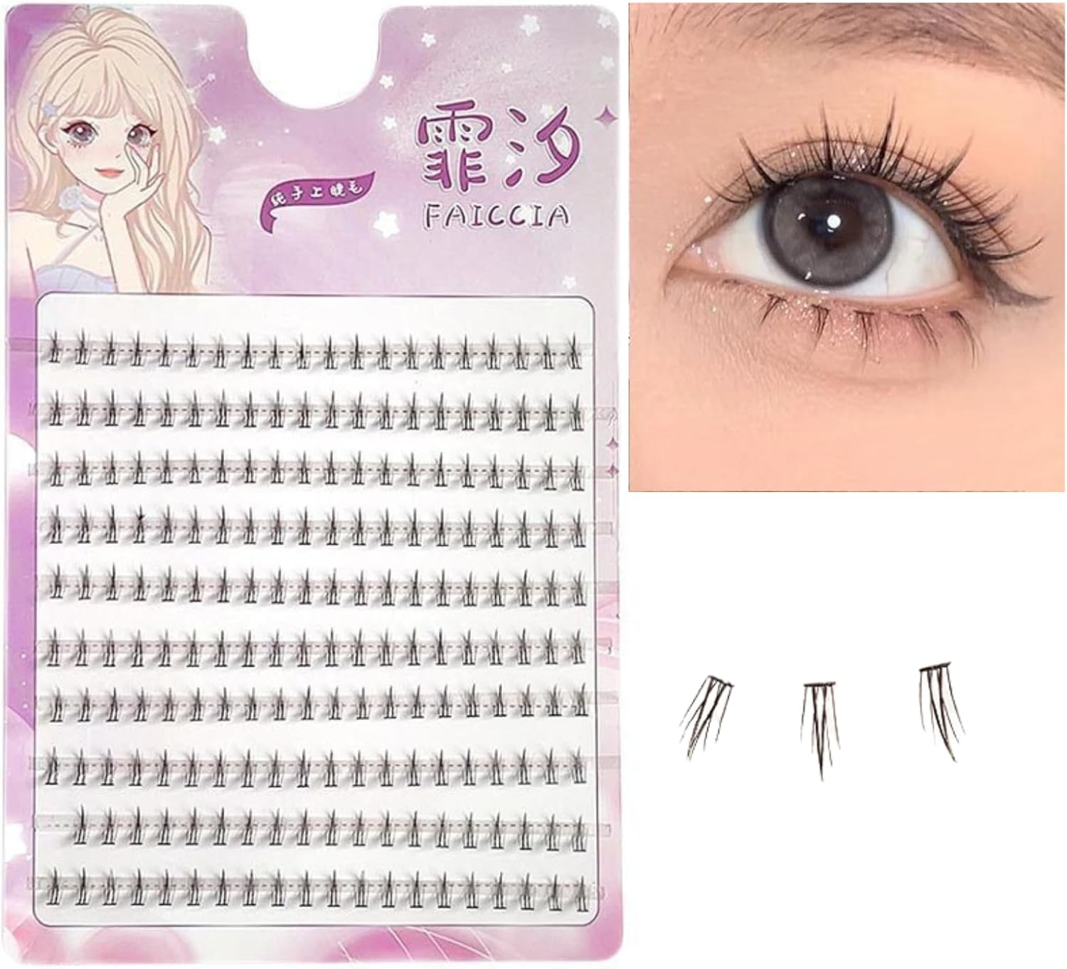 Lower Eyelashes, Partial, Feel, Natural, 200 Pieces, Popular, Transparent Axis, Actress Eyelashes, Cartoon Style, Makeup, Large Eyes, Cosplay Events, Lightweight, Soft, False Eyelashes