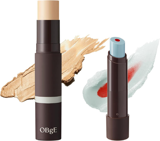 OBgE (Genuine) Exfoliating Set That Won't Be Worry! [Natural Cover Foundation & Mood Change Lip Balm] (#2 Beige X Natural Red)