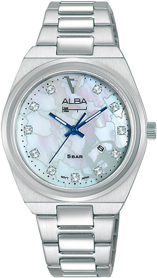 Seiko Alba Quartz, Women's, White, Pearl Dial, Silver, Stainless Steel, Business, Analog, Date, Calendar, Watch, Women's, Simple Bracelet