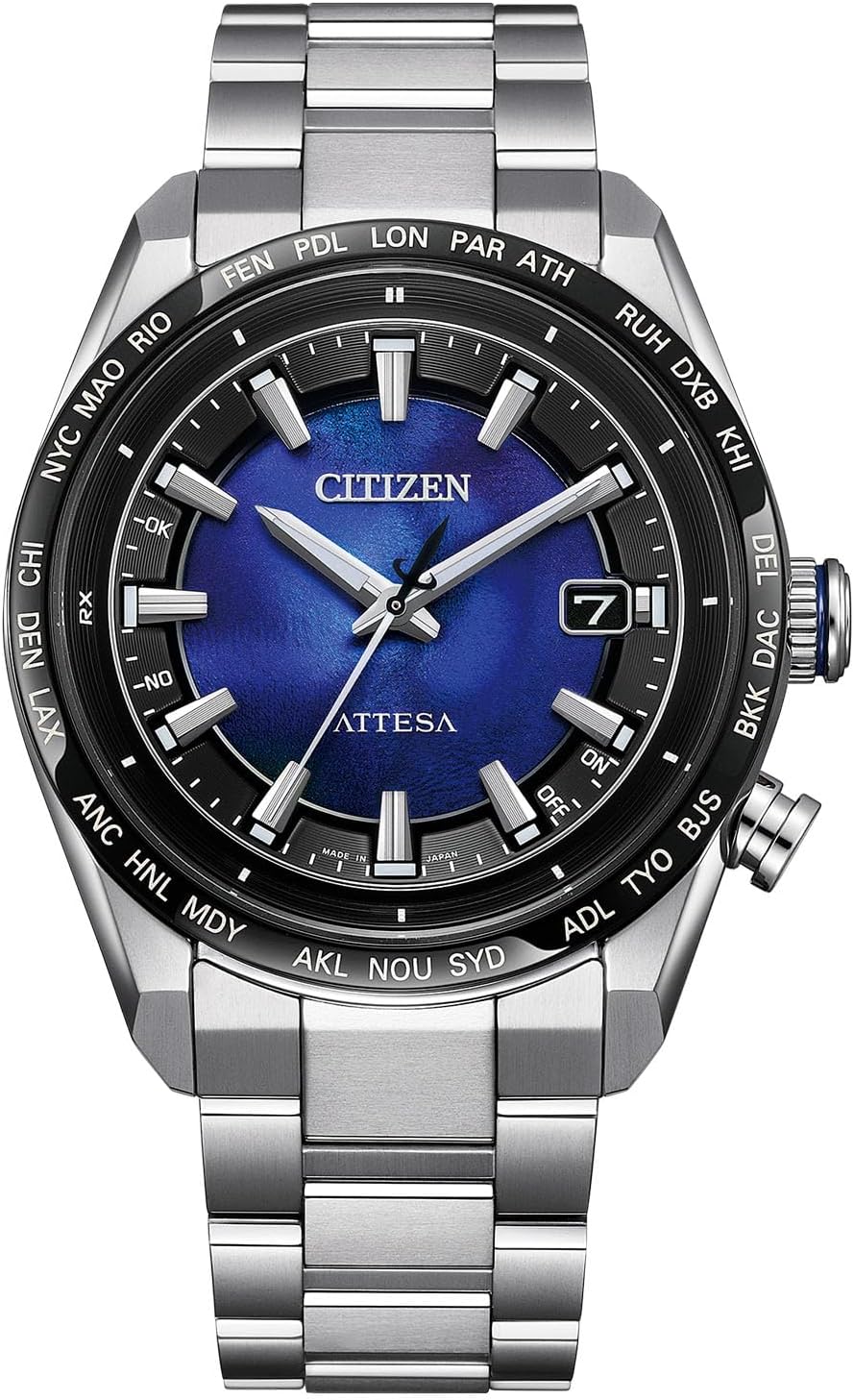Citizen Wristwatch Attesa Light-Powered Eco-Drive Radio Controlled Watch, Waterproof CB0286-61E Men's, Bracelet Type