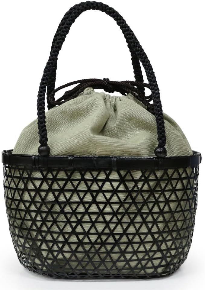 kimonocafe Bag, Basket Bag, Yukata, Hemp, Bamboo, Plain, Adult, Simple