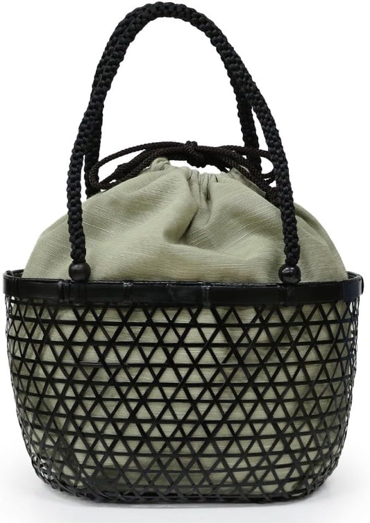 kimonocafe Bag, Basket Bag, Yukata, Hemp, Bamboo, Plain, Adult, Simple