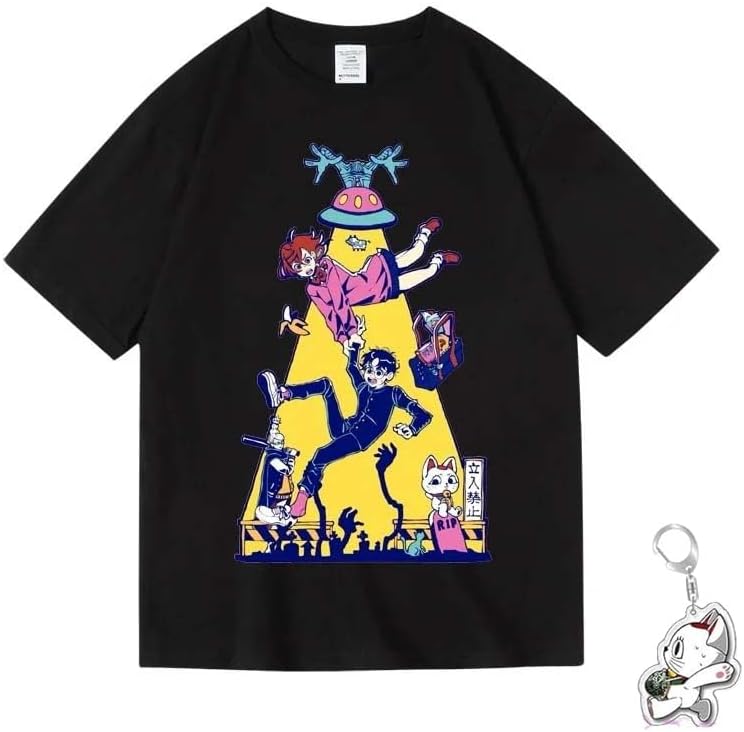 Vioshi Danda Dan Impression T-shirt, Maneki Neko (Beckoning Neko), Round Neck, Inner Shirt, Summer Clothes, Everyday Clothes, Cute, Top, Breathable, Fashion, Loose, Soft, Comfortable, Anime, Unisex