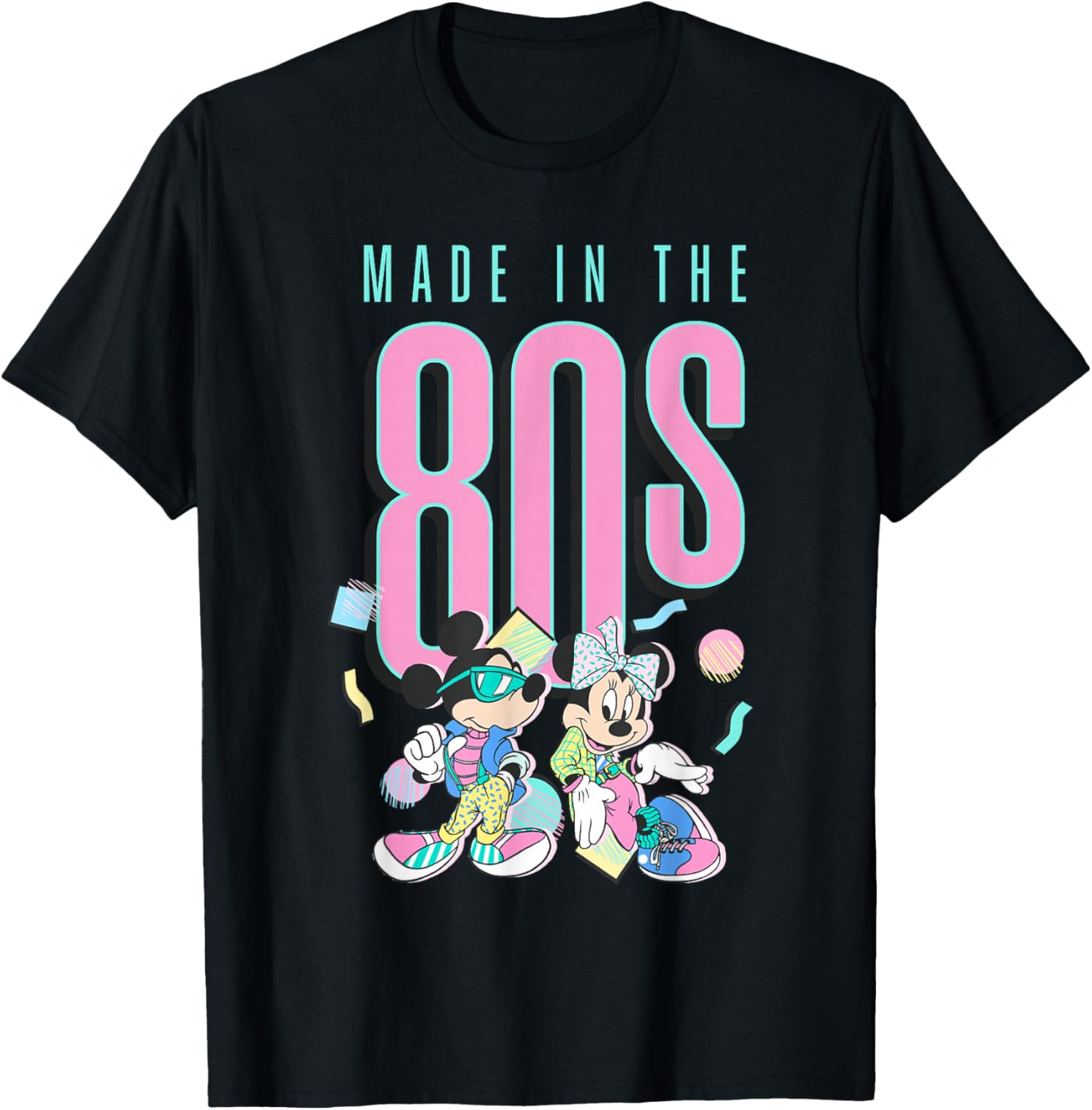 Disney Mickey & Friends Retro Vintage Made in The 80's Neon Camiseta