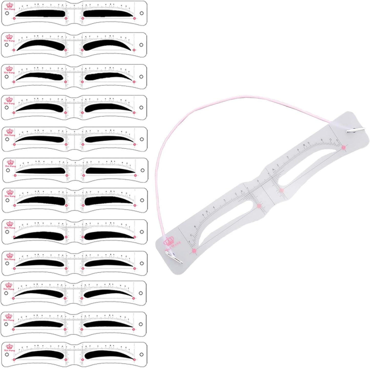 Eyebrow Templates for Women, Set of 12 Types, Eyebrow Stencil, Eyebrow Shape, Template, Eyebrow Guide, Easy to Draw Eyebrow with Strap, Eyebrow Makeup Tool, Makeup Tool, Easy to Use, For Beginners